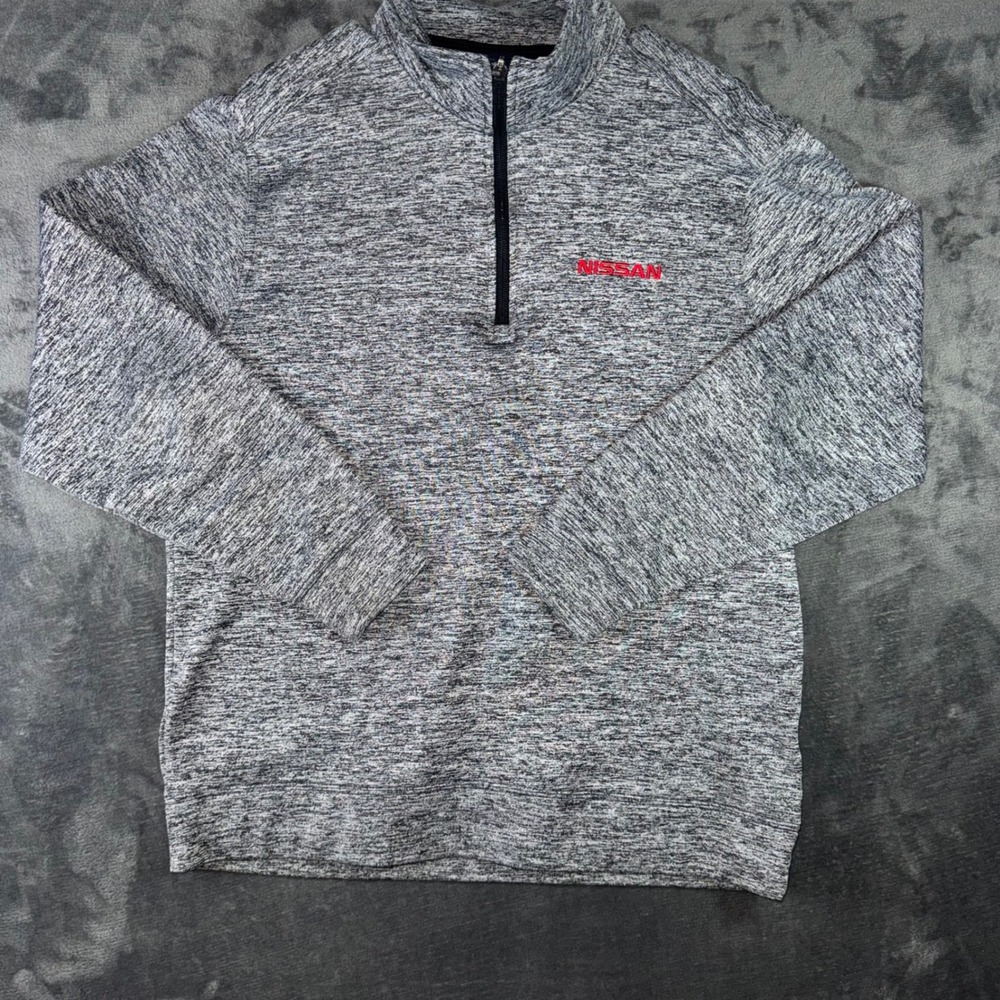 Mens Medium Sport-Tek Pullover Grey Excellent Nissan 1/4 Zip Heathered